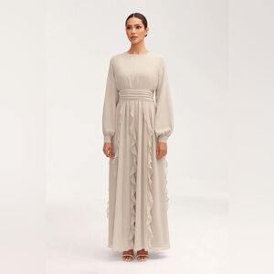 Nesreen Waterfall Chiffon Maxi Dress - Stone
